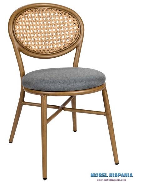 4073 silla nogal claro respaldo rejilla tapizado vesubio