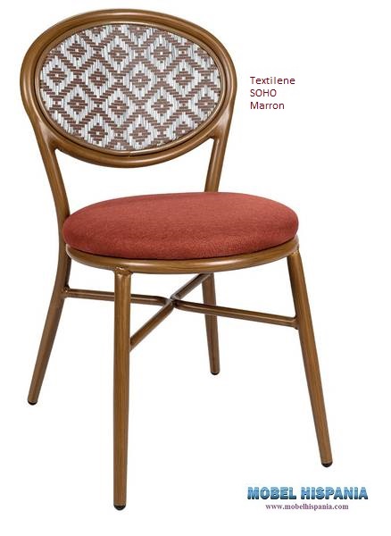 4077 silla nogal claro respaldo soho tapizado terracota