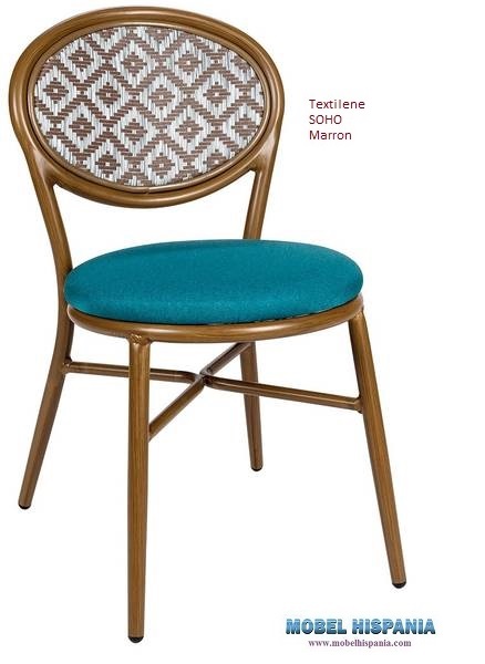 4077 silla nogal claro respaldo soho tapizado zafiro