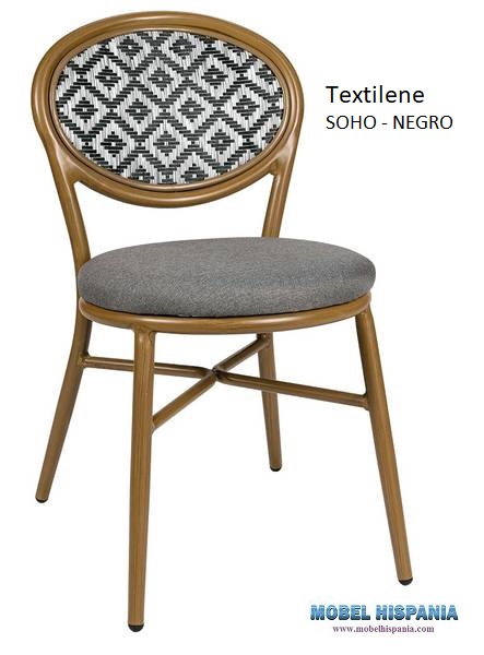 4078 silla nogal claro respaldo soho negro tapizado vesubio