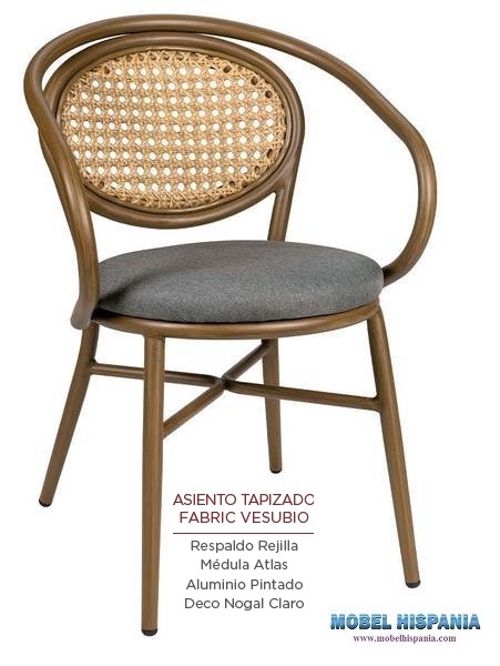 4083 sillon nogal claro respaldo rejilla tapizado vesubio