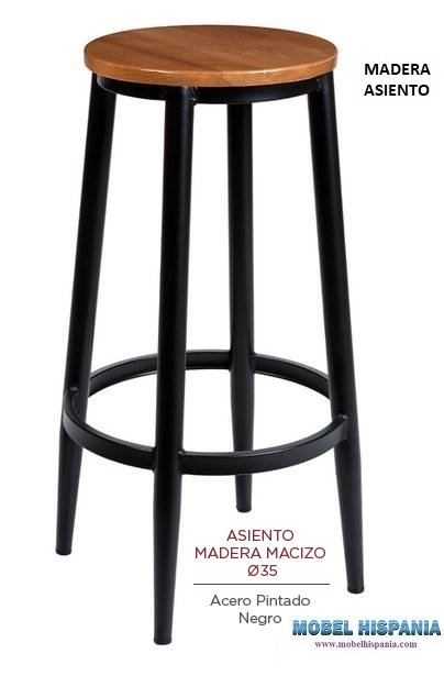4531 PLUS banqueta negra asiento madera 1