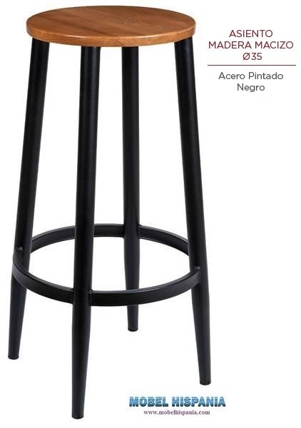 4541 banqueta negra asiento madera 1