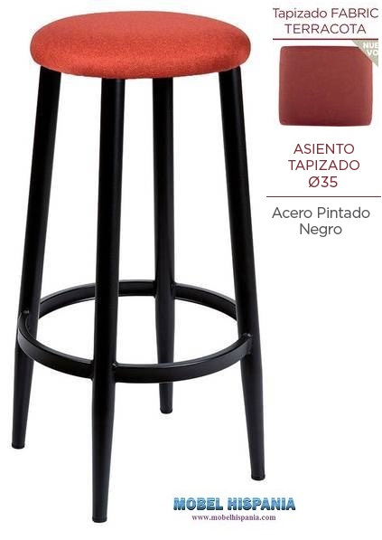 4541 banqueta negra asiento tapizado Terracota