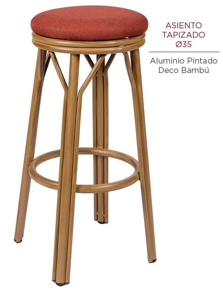 8231 banqueta deco bambu tapizado Terracota