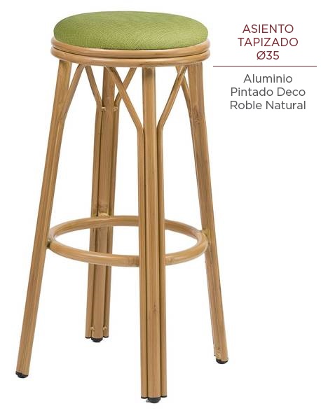 8231 banqueta s r roble natural tapizado verde