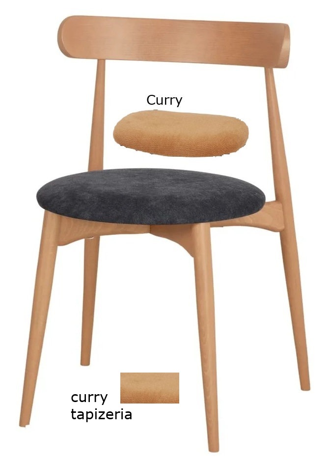 ANDEMIA Silla madera tapizada curry