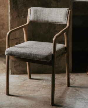 KUMSU sillon madera tapizado beige 3