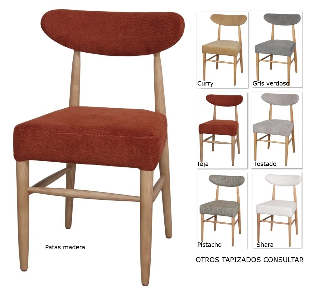MARLENE silla madera tapizada teja 1