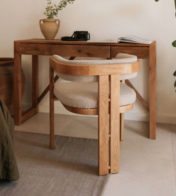 BATISTA sillon madera tapizado beig 1