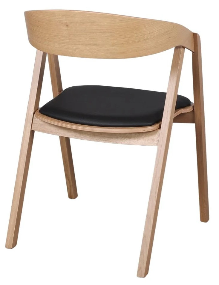 FRANKY sillon madera tapizado negro 2