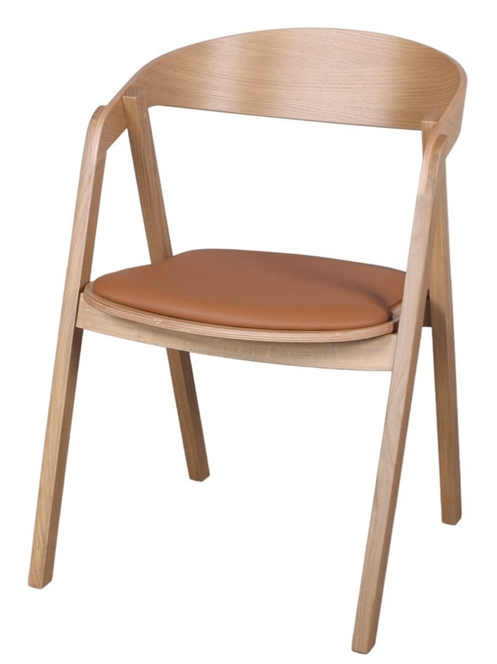 FRANKY sillon madera tapizado camel