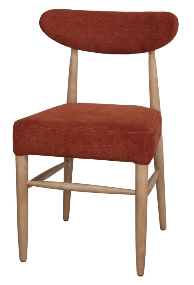MARLENE silla madera tapizada teja