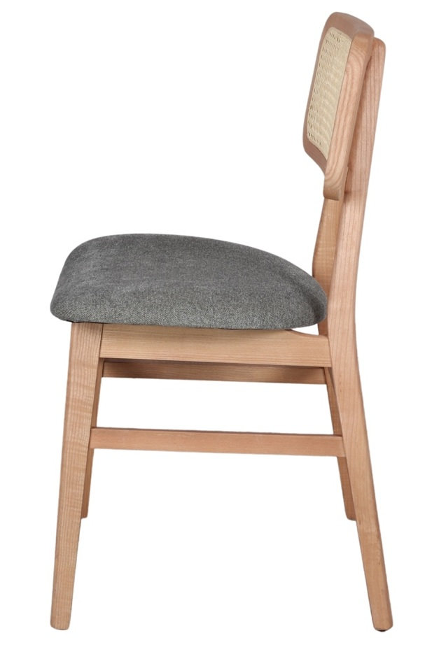 MISAKO Silla madera tapizada gris verdoso 2