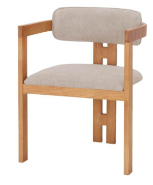 ANGELINA sillon madera tapizado marfil