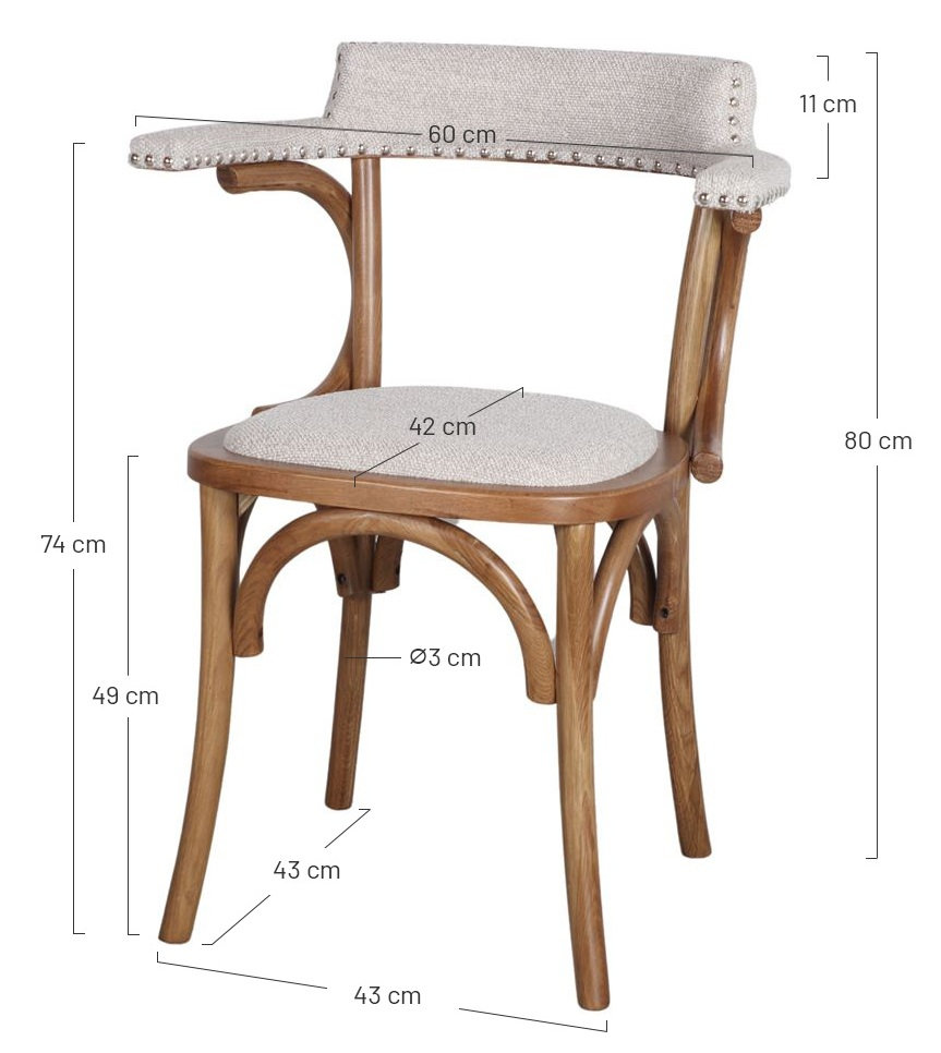 EMILY silla madera tapizada piedra 2