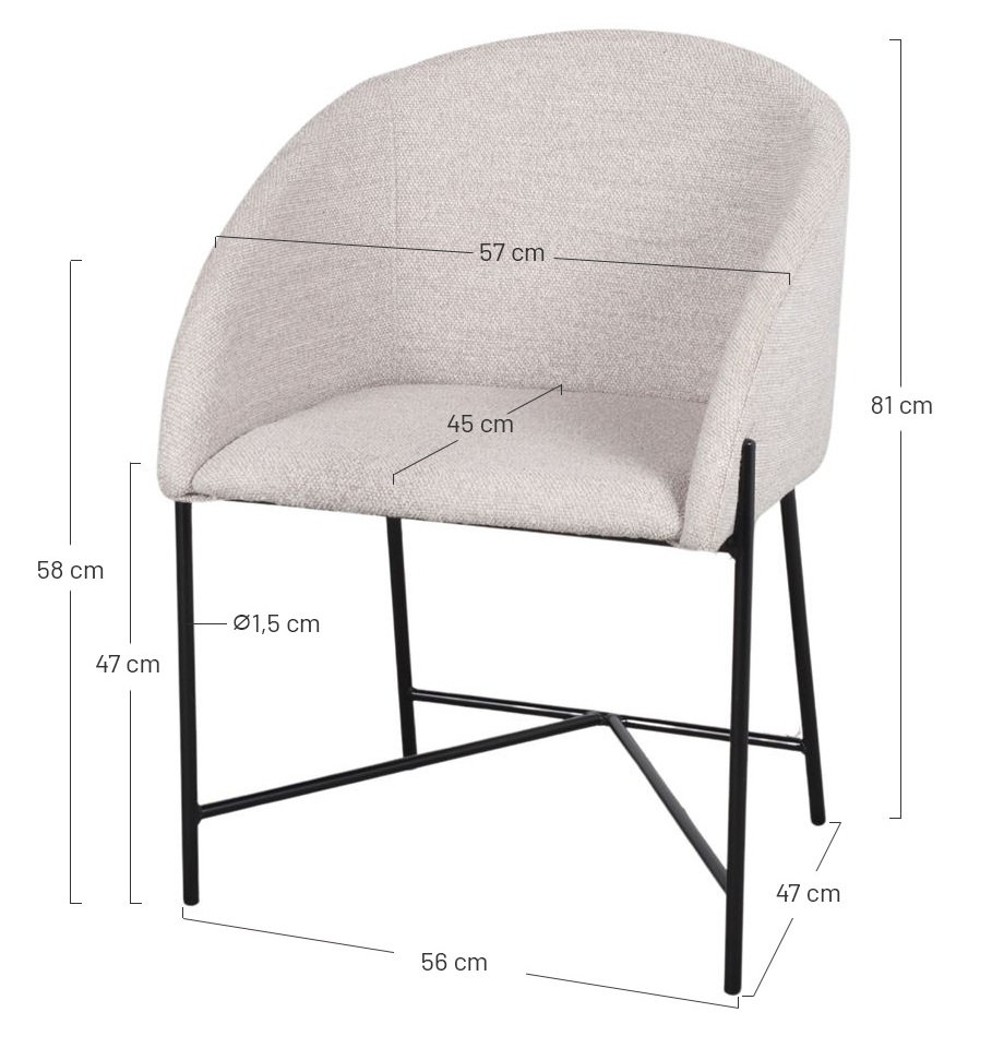 PETUNIA silla tapizada piedra m