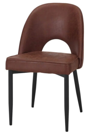 MARRIOT silla tapizada semi piel marron